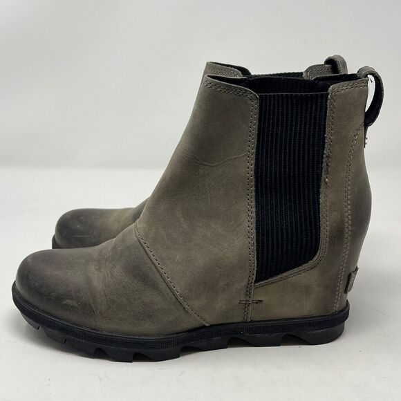 Sorel Green Joan Of Arctic NL3022-052 Leather Ankle Booties Boots Women's Sz 7.5 - Picture 3 of 9